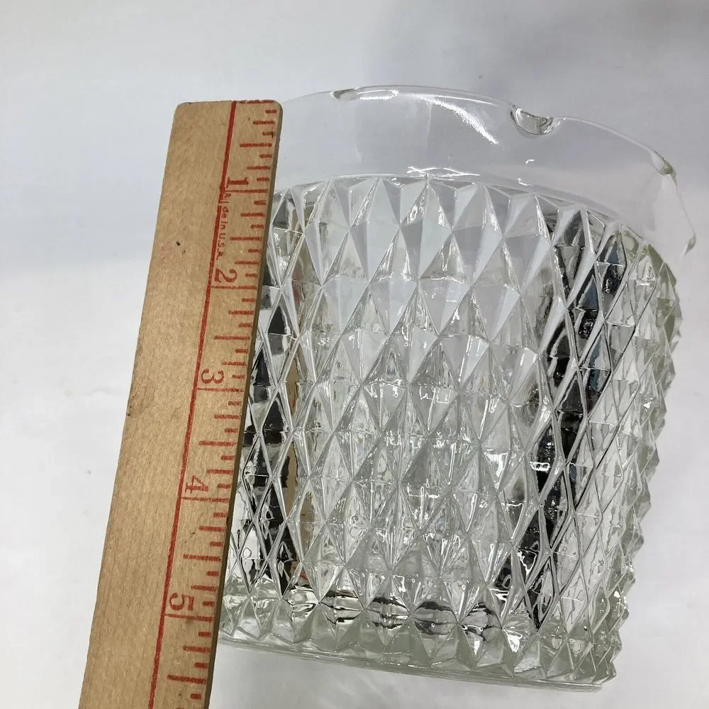 Indiana  Ice Bucket  Glass Diamond point‎ Ruffle Rim Pattern Glassware Vintage